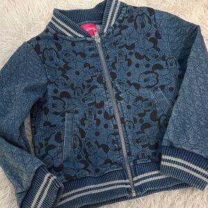 Disney Denim Blue Jean Jacket with Mickey Mouse Pattern